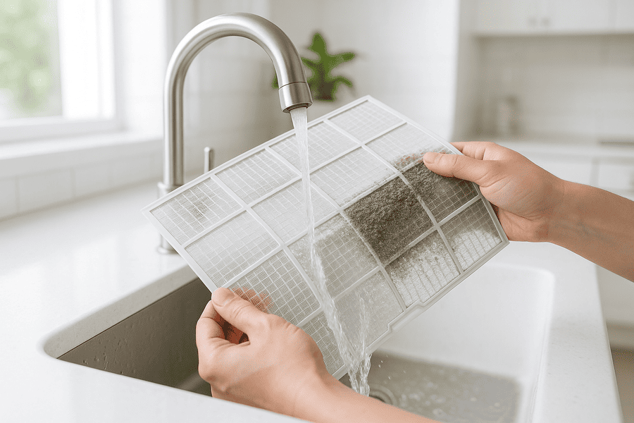 Membersihkan filter AC