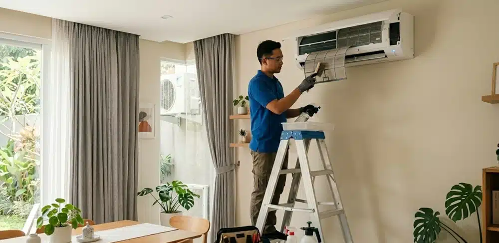 Cuaca Kemarau Bikin AC Kurang Dingin? Ini Titik Beban Pendinginan yang Sering Tidak Dihitung Sejak Awal 2 Pembersihan filter AC