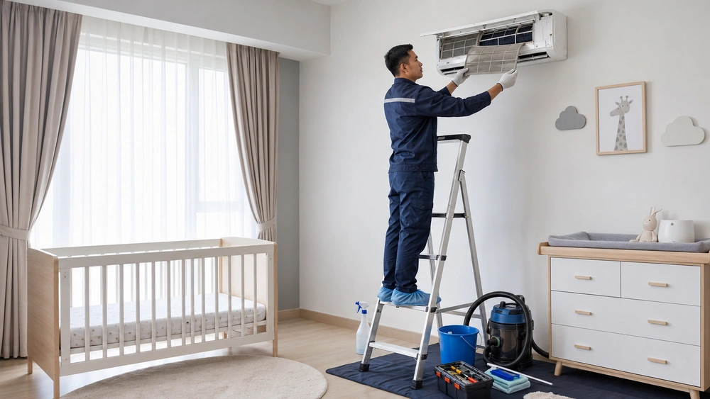 Cara Memilih AC Terbaik untuk Kamar Bayi yang Aman, Nyaman dan Hemat Listrik 2 Pengecekan AC di kamar bayi